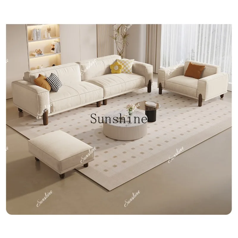 Cream-style anti-cat scratch fabric living room in-line minimalist tofu block sofa  FT