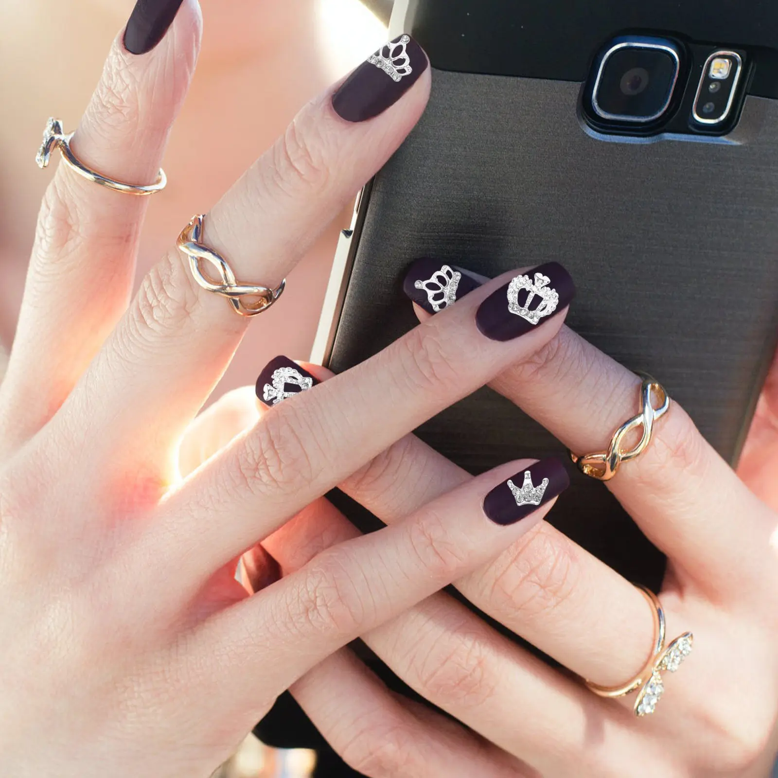 12 ชิ้น 3D คราวน์ น็อตติดเล็บ สำหรับตกแต่งเล็บ งานศิลปะทำเล็บ ประดับเพชร งานประดิษฐ์ DIY อุปกรณ์ตกแต่งสำหรับโทรศัพท์ กระเป๋า งานฝีมือ