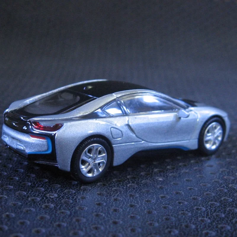 Diecast 1:64 Scale BMW I8 Silver Simulation Alloy Car Model Static Display Collectible Toy Gift Souvenir Decoration