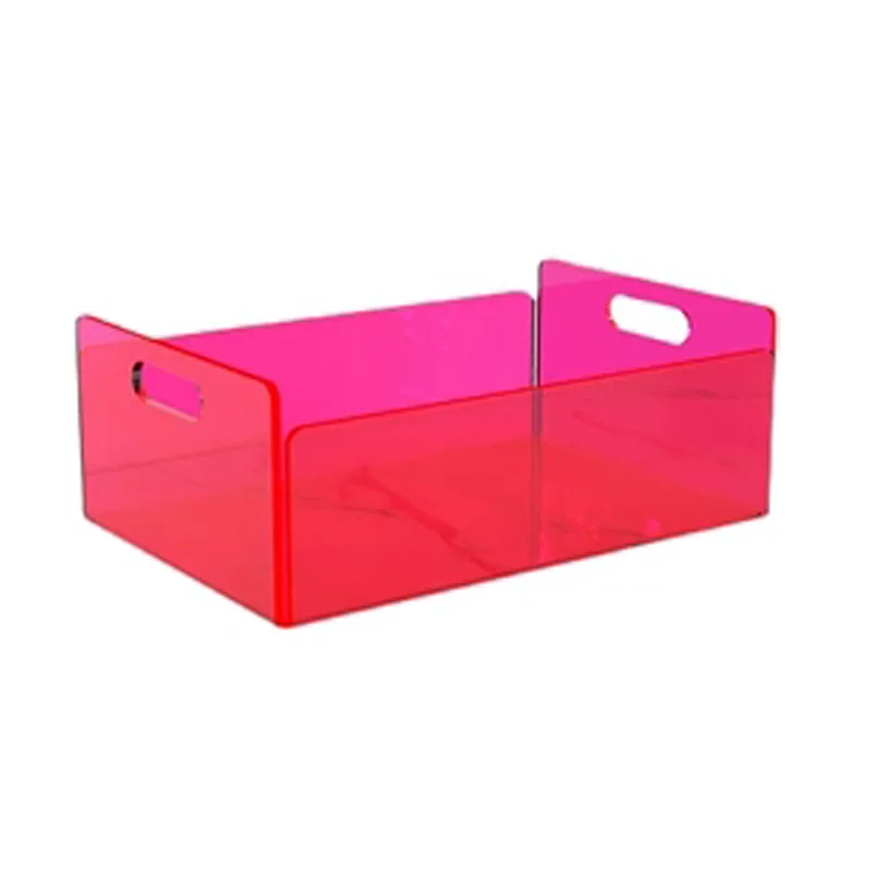 5mm Thinkness Acrylic Vanity Tray Colored Fluorescent Pink Trays Decorative Lucite Storage Table Tray For Bathroom