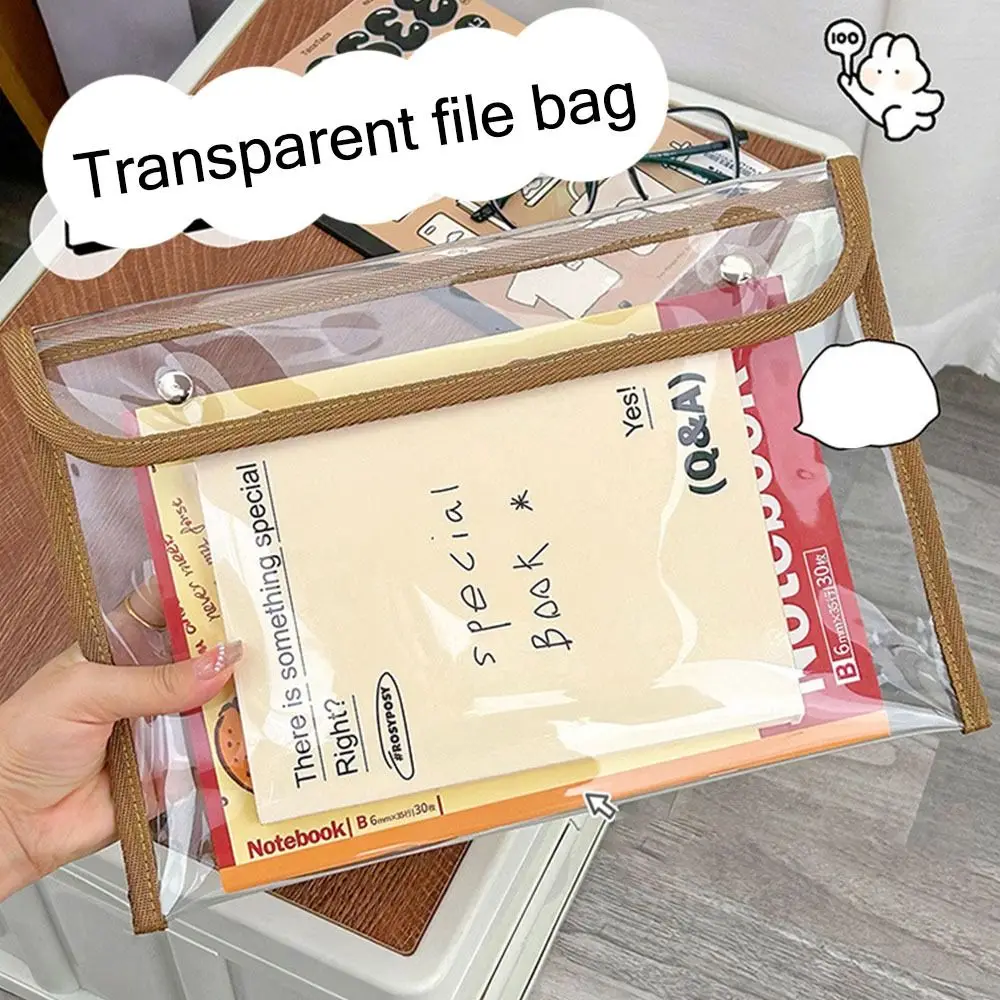 Portable Waterproof File Folder Large Capacity Press Buckle File Pocket PVC Document Bag Filing Products