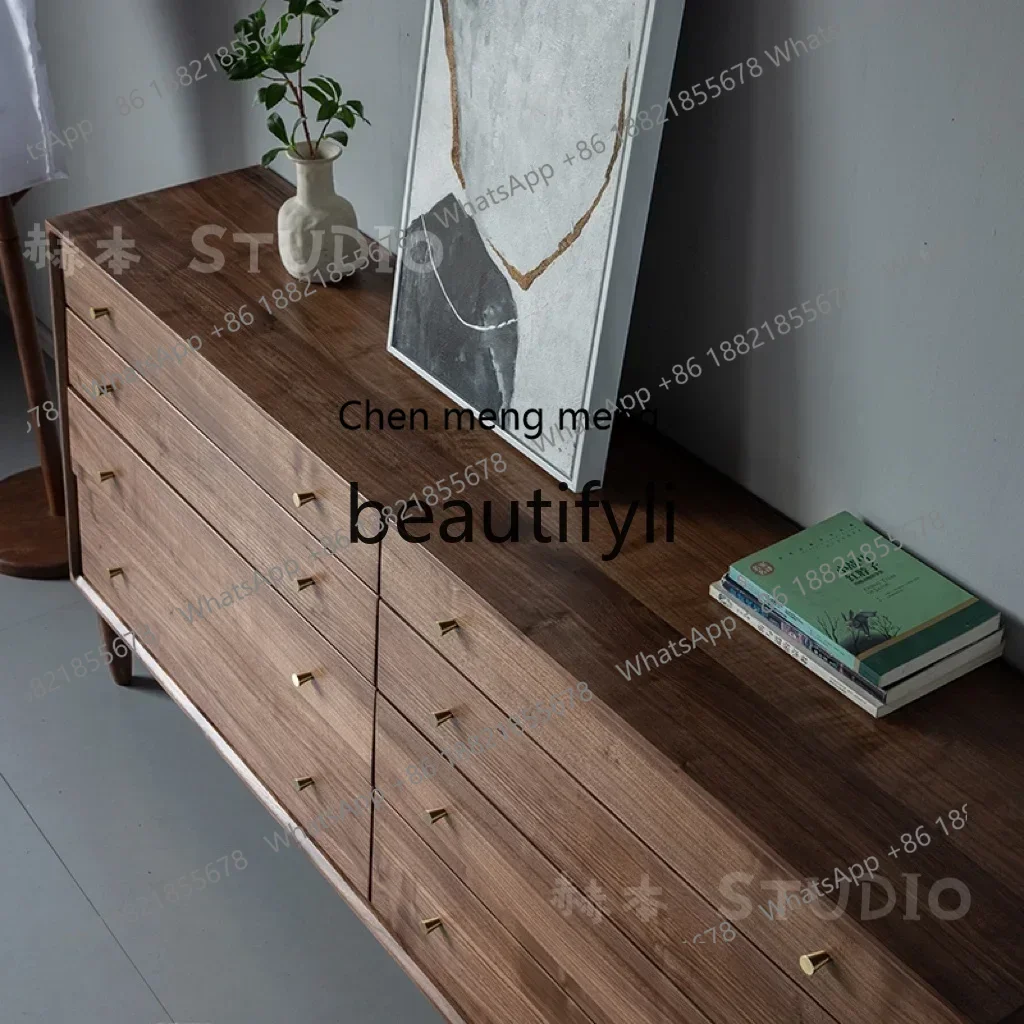 32North American Black Walnut White Oak Eight Buckets Storage Living Room Bedroom Storage Side Drawer Cabinet