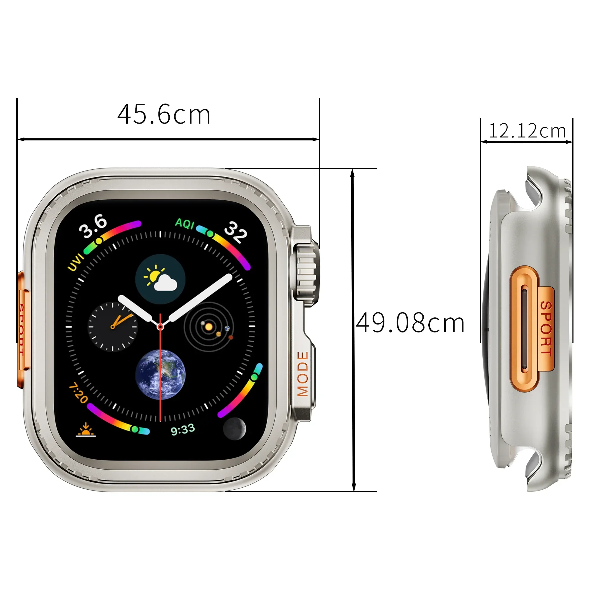 Apple Watch用メタルバンパーケース,保護フレーム,iwatchシリーズ9,8,7,6,5,4,se用カバー,ウルトラ2,49,45mmに変更44mm