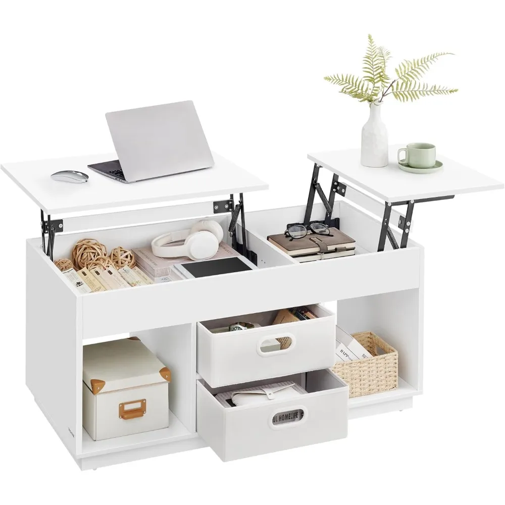 

Coffee Table, Lift Top Coffee Table with 2 Drawers and Hidden Compartments, Center Table with Lift Tabletop, Open Compar
