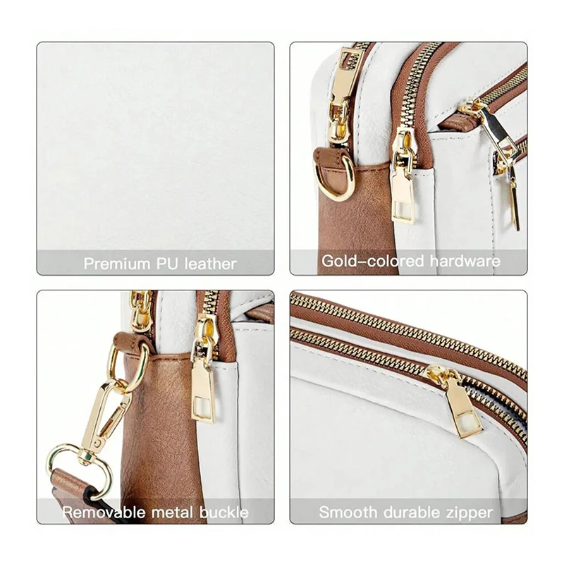 Retro fashion classic, women's multifunctional bag, zipper shoulder strap crossbody bag, small square bag, suitable for office w image 6