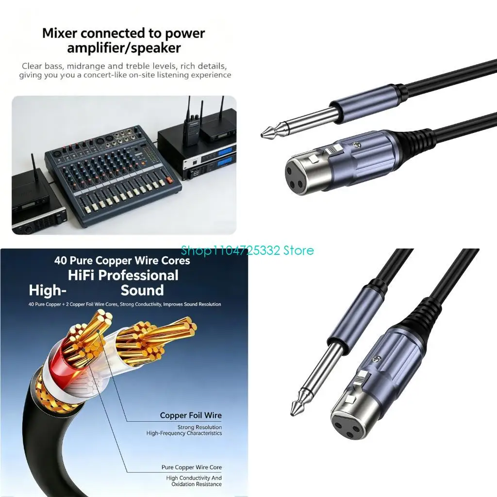 P5EA Premium 1/4Inch To XLR Female Sound Cable 6.35Mm To XLR Microphone Cord For Recording Studios And Home Theater Systems