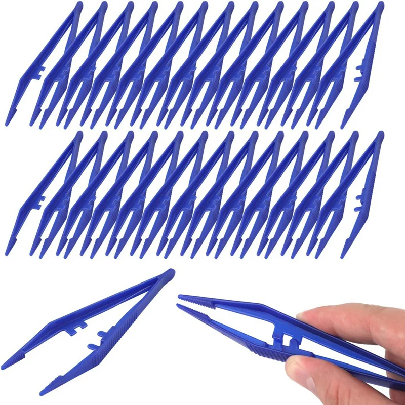 50Pcs Plastic Tweezers, Practical Craft Tweezers Plastic Forceps Crafting Tool for Kids Home School DIY Crafts