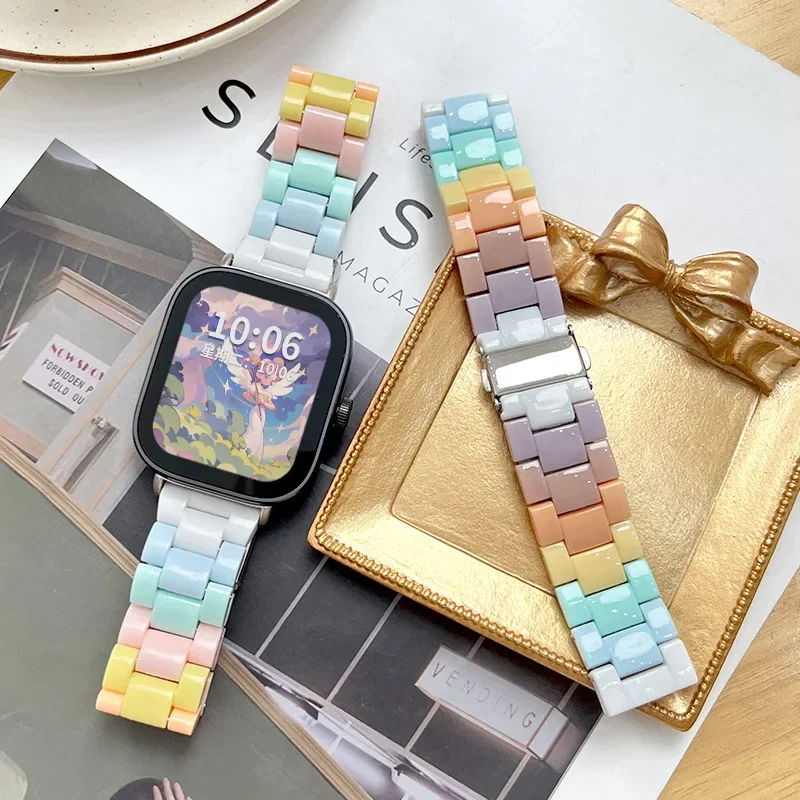 جديد الخريف كاندي قوس قزح حزام لساعة أبل الترا 49 مللي متر 40/41 مللي متر معصمه متوافق مع سلسلة IWatch 10 42 مللي متر 987654 SE