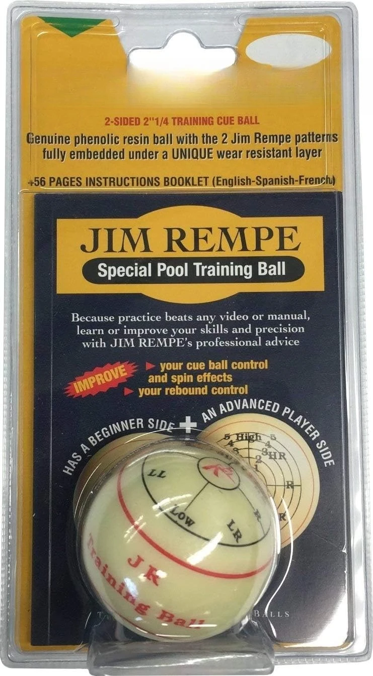 

2-1/4" Regulation Size Jim Rempe Training Cue Ball, Professional Billiard Pool Ball with Instruction Guide for Beginners