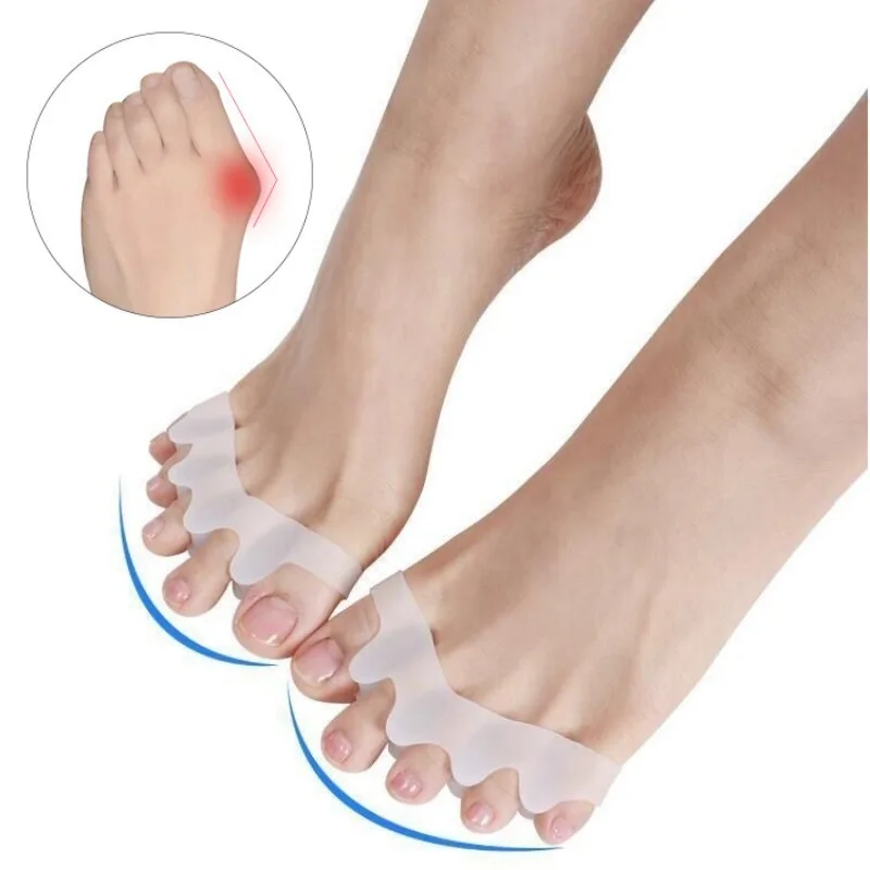 2pcs=1pair New Protective Toes Separator Suitable Bunion Corrector  Material Soft Gel Straightener Spacers Stretchers Care Tool