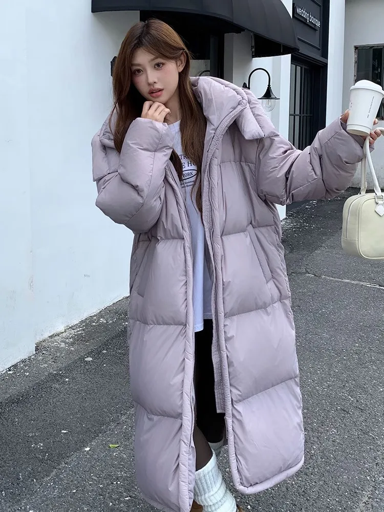 Jaket Musim Dingin Wanita Model Amerika Terbaru 2025, Lengan Panjang, Tebal, Berkerudung, Bahan Katun, Model Roti, Outerwear Serbaguna