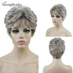 StrongBeauty Women's Synthetic Wigs Short Platinum/Silver Golden Curly Natural Hair Capless Wig Many Colors