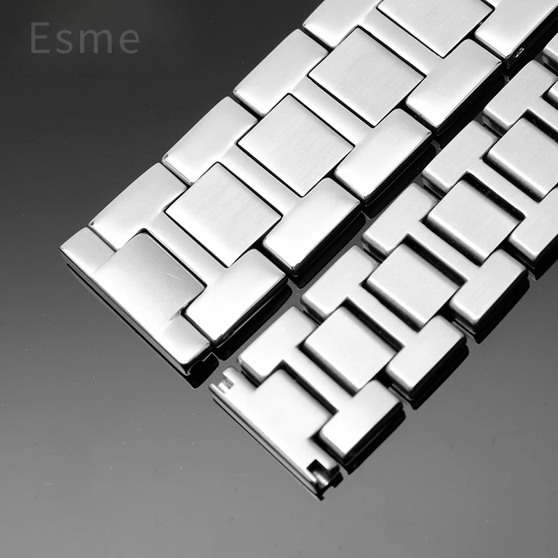 Para Cartier Tank Solo Ronde Series Correa de reloj de acero Cadena de reloj W 5200014   Correa de reloj con interfaz plana para hombre y mujer de 16-23 mm