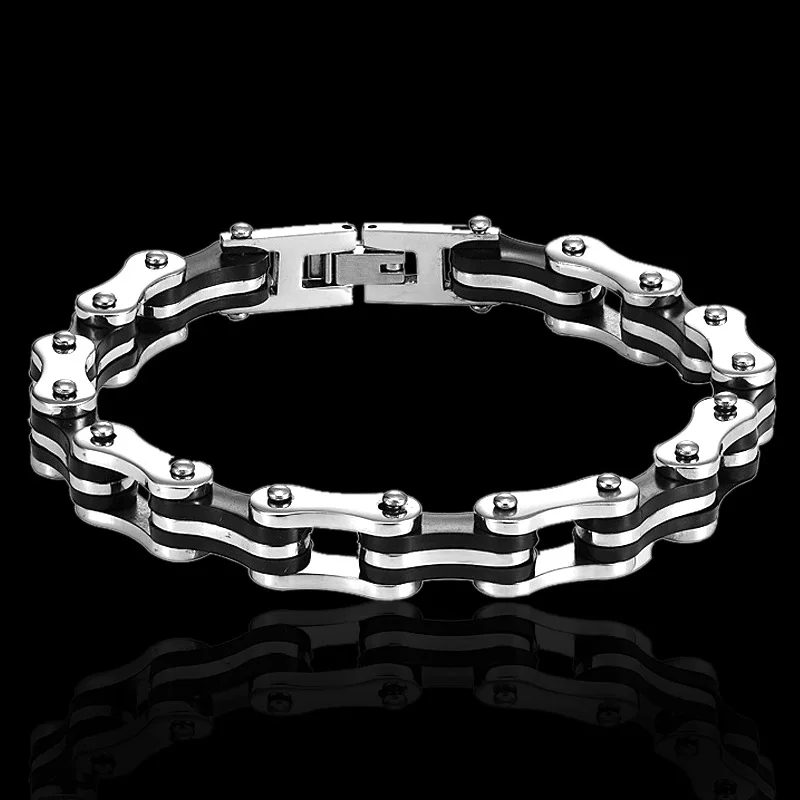 

New Design Personality Punk Stainless Steel Bracelet for Men's Motorcycle Bike Bicycle Chain Men Jewlery Bangle Friendship Gift