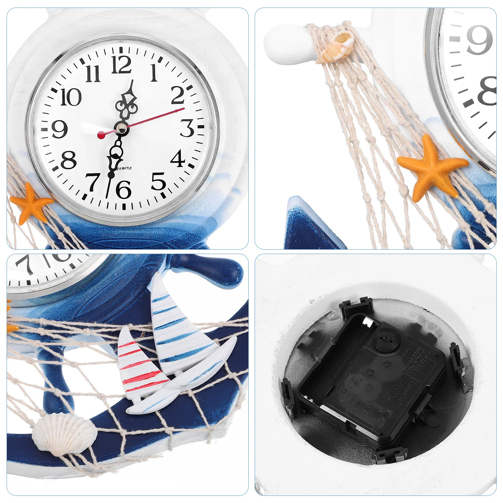 

Mediterranean Style Wall Clock Boat Clear Mirror Surface For Living Room Bedroom Wall Hanging Decorative