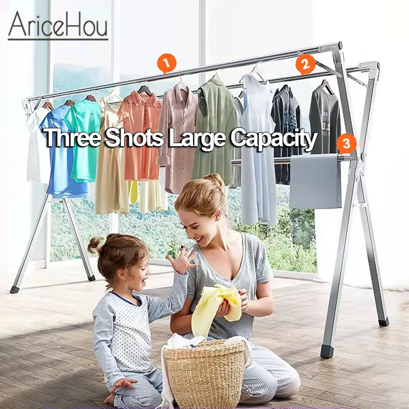 Clothes Drying Rack Floor Stand Clothes Horse For Laundry Coat Rack Clothes Hanging Wardrobe Mobile Cloth Rail Simple Furniture