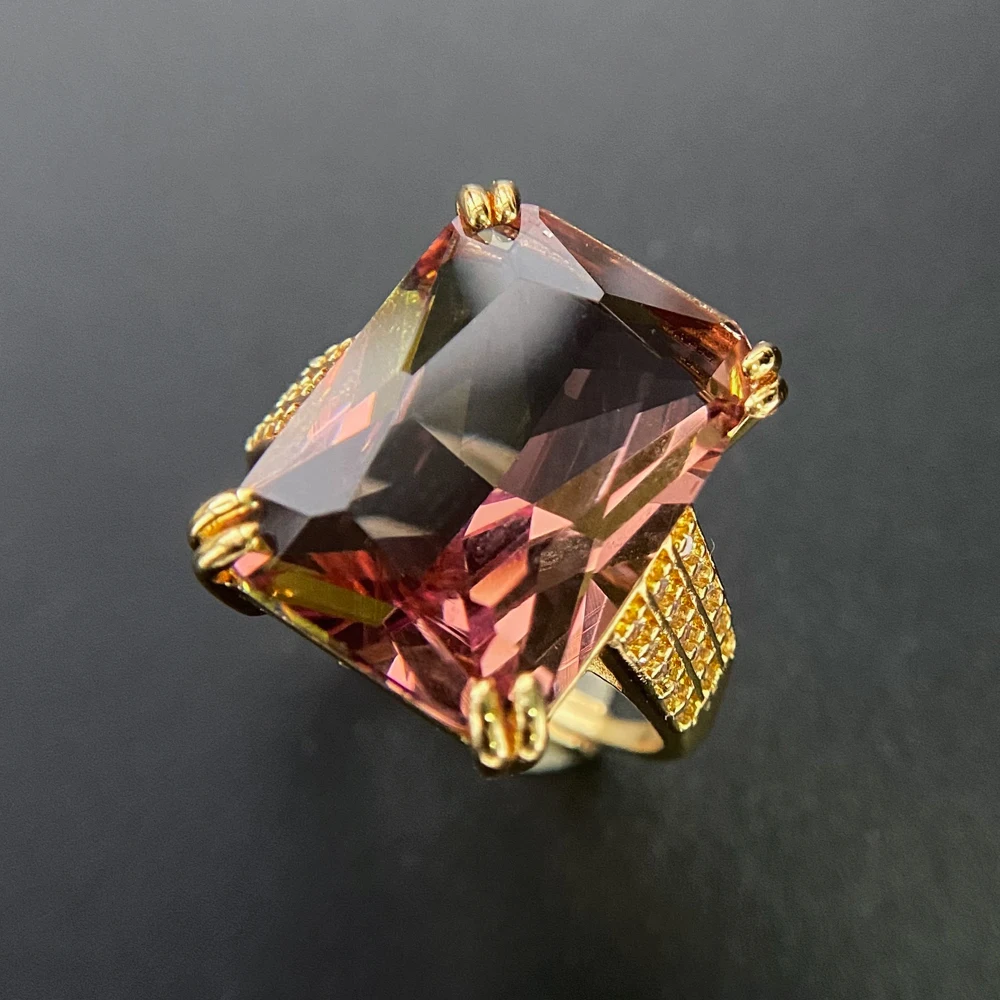 Trendy 18*13mm Created Zultanite Ring Handmade Jewelry Sudan Stone Color Change for Women Engagement Party Birthday Gift