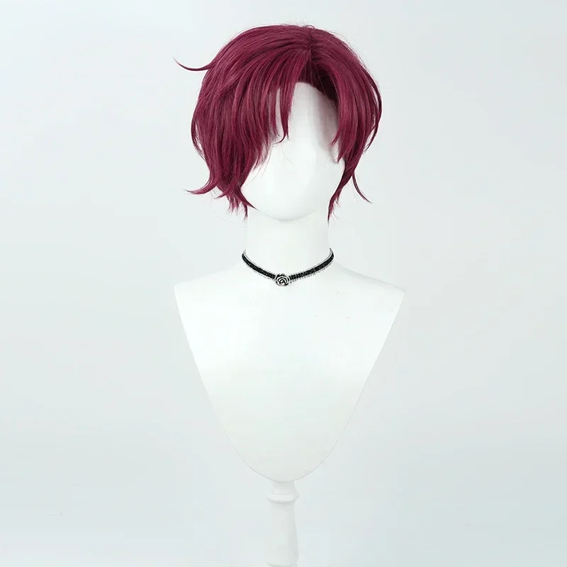 Tendo Amahiko Cosplay Wig Charisma House Burgundy Short Heat Resistant Synthetic Hair for Halloween costume Party Role Play