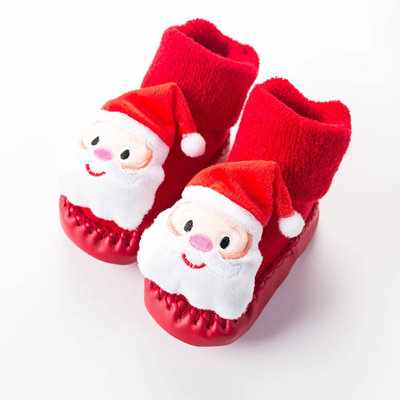 Baby Junge Mädchen Socken Anti Slip Gummi Sohlen Winter Warmen Boden Socken Infant Kleinkind Boden Socken Weihnachten Schuhe Weiche Sohle socke