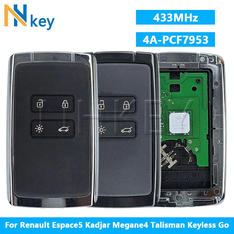 

NHKEY 4Button Smart Remote Key 434mhz Hitag AES 4A pcf7953M for Renault Megane 4 Talisman Kadjar Espace 5 Keyless Go