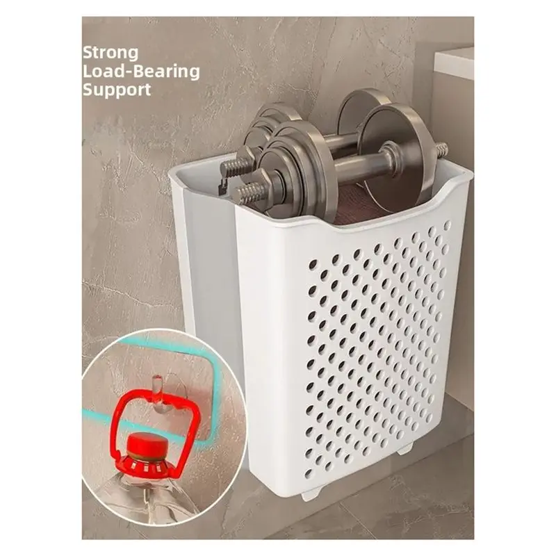 Fresh Foldable Laundry Basket Portable Handheld Dir Clothes Storage Basket Wall Mounted Home Use - view 2