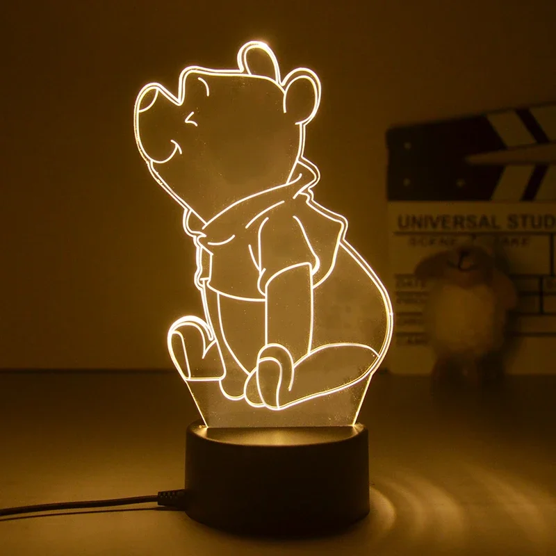 Disney Pooh Bear 3D Warm White Monochrome Eye Protection Nightlight Desk Writing Lamp Decorate Children\'s Birthday Gifts