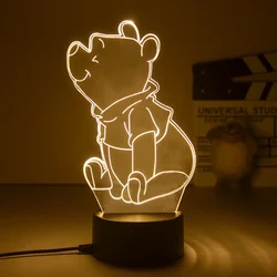 Disney Cartoon Winnie the Pooh 3D Anime LED Light, Candeeiro De Mesa Do Quarto Das Crianças, Decoração De Mesa, Candeeiro De Tabelas, Presente De Natal