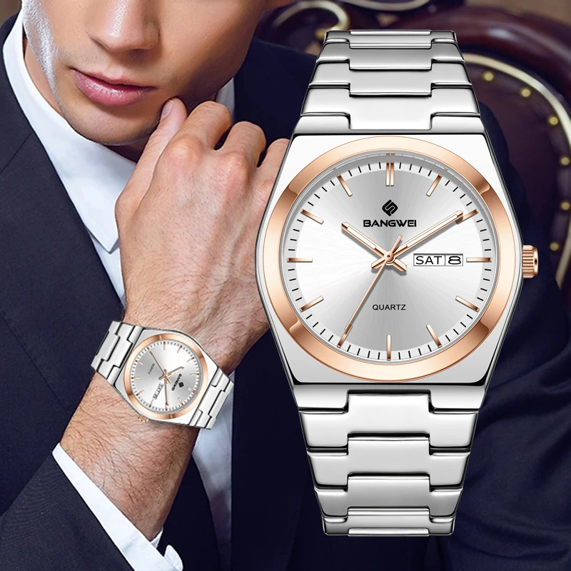 

LIGE 2026, лучшие роскошные часы для мужчин, BANGWEI, модные кварцевые наручные часы, спортивные водонепроницаемые мужские часы со светящейся датой, Reloj Hombre