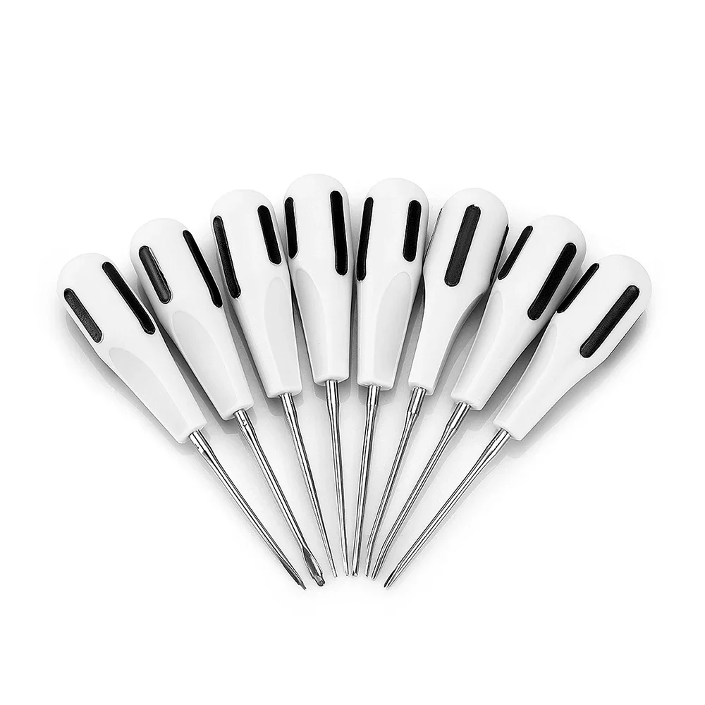 8pcs/Set Dental Luxating Lift Elevators Clareador Curved Root Extracting Dentist Surgical Instrument With Plastic Handle