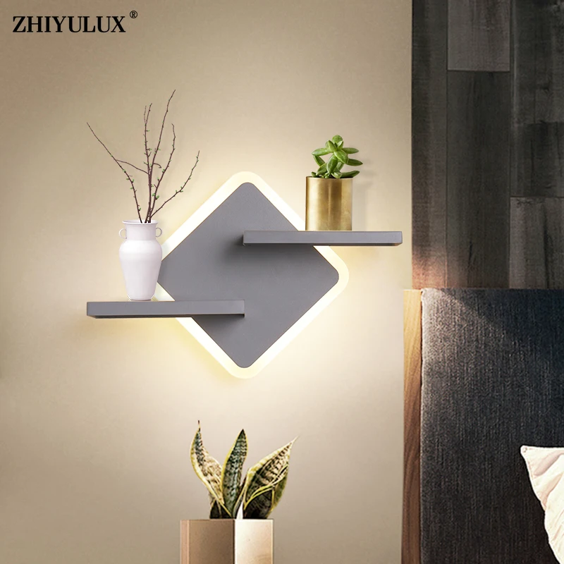 Modern LED USB Wall Lights Round Square lamps For Living Study Room Bedroom Bedside Aisle with shelf Luminarie Indoor Lighting