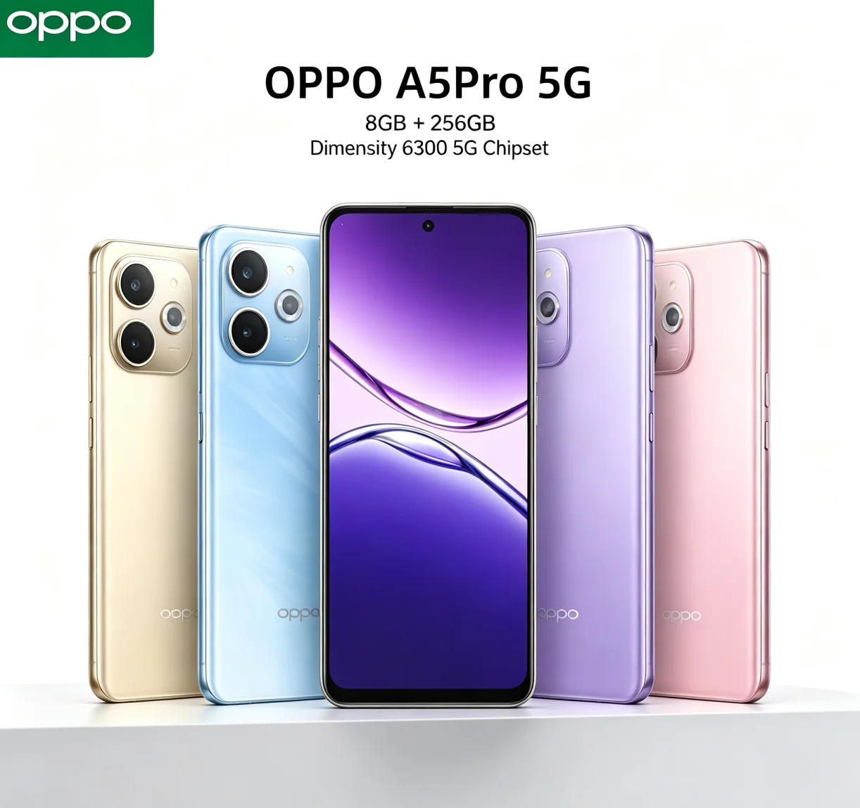 2026 New Arrival OPPO A5Pro Unlocked Dual‑SIM Cellphone 8+256GB Storage 6.5'' HD+ Waterdrop Display Helio P35 Octa‑Core