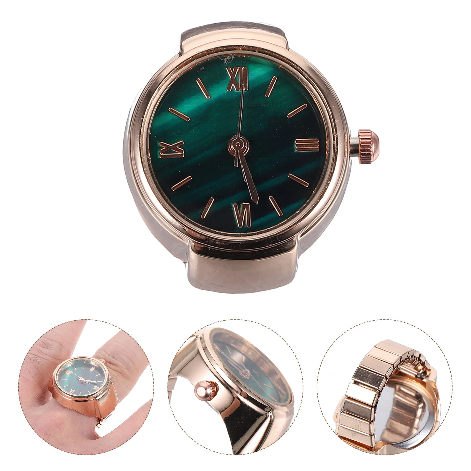 

Mini Watch Small Exquisite Finger Watch For Women Lightweight Portable Timepiece Jewelry Gift Rose Gold