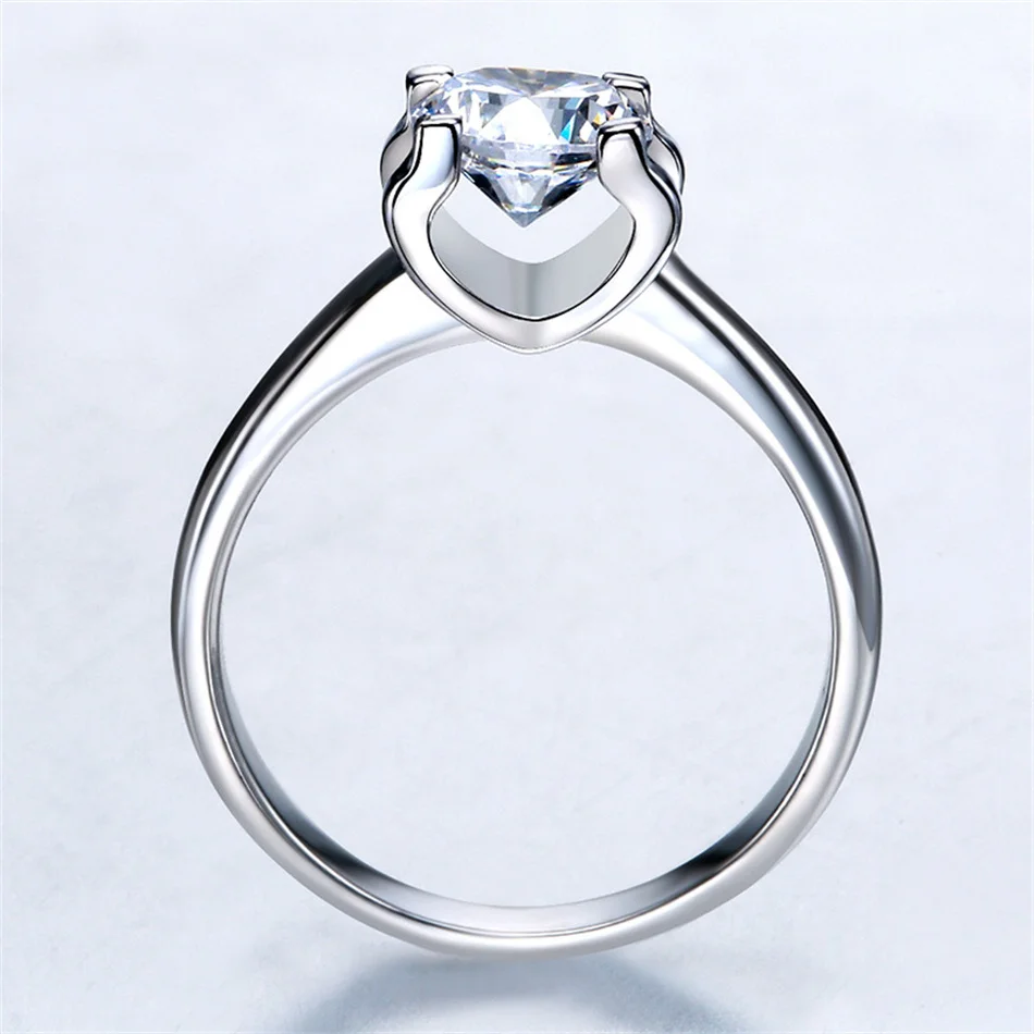 Tbestone 0.5-3 Carat Bull Head Moissanite 100% 925 Sterling Silver Simple Elegant Ring Women's Brand Fine Jewelry bijoux femme