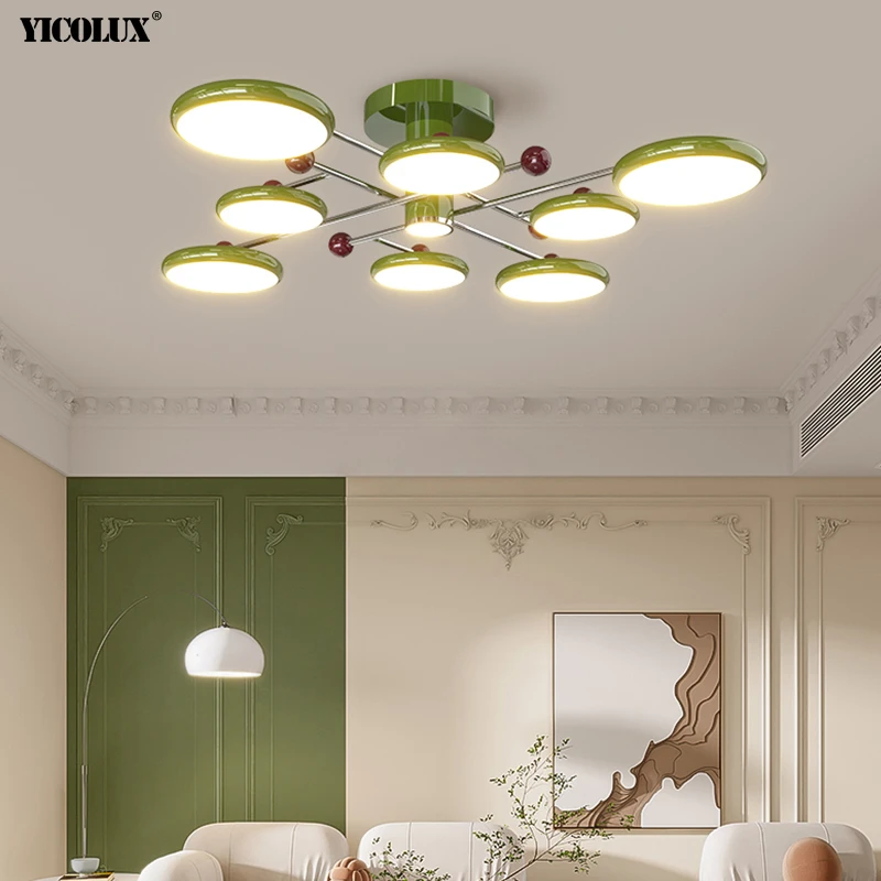 

Nordic LED Chandelier Bedroom Ceiling Light Cream Iron Lamps For Living Room Study Room Hallway Indoors Decorative Luminaires