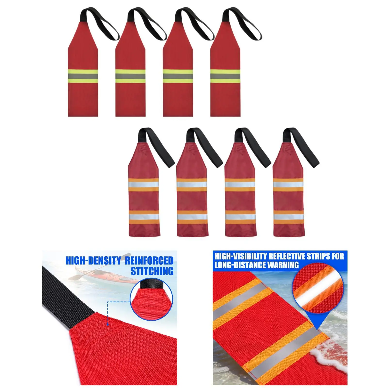 Kayak Safety Warning Flag High Visibility Reflective Strip Oxford Cloth Durable Accessories for Kayak Canoe SUP