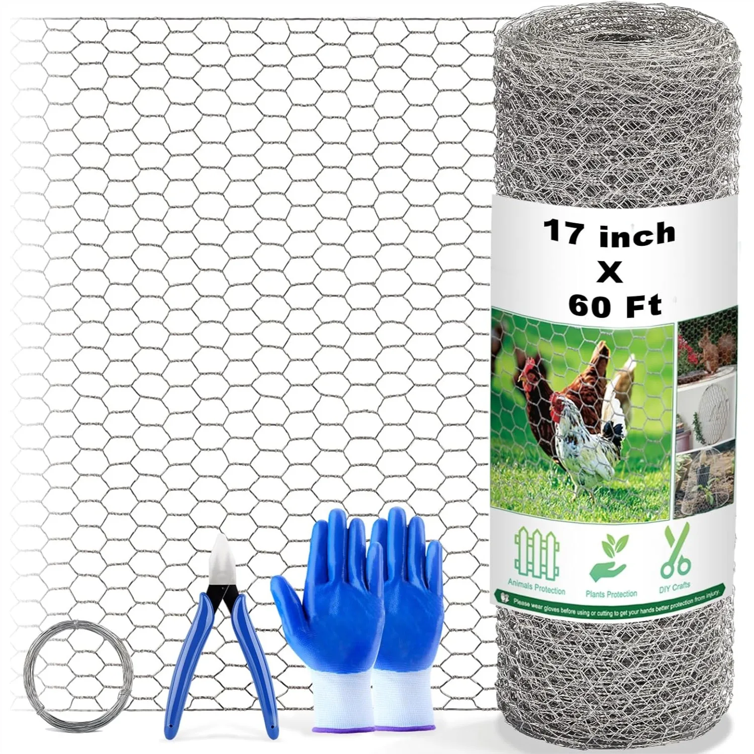 

Chicken Wire Fencing Mesh 17 Inch X 60 Feet Hexagonal Galvanized Hardware Cloth For Poultry Garden And Crafts