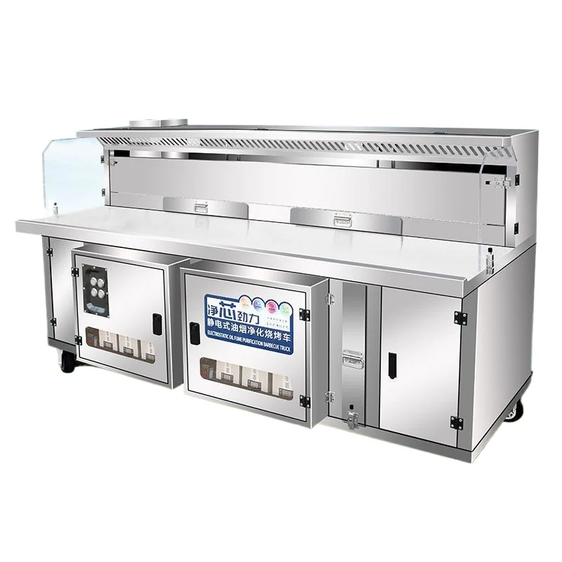 

stainless steel purifier smokeless purification vehicle hydroelectric compound barbecue car all-in-one machine