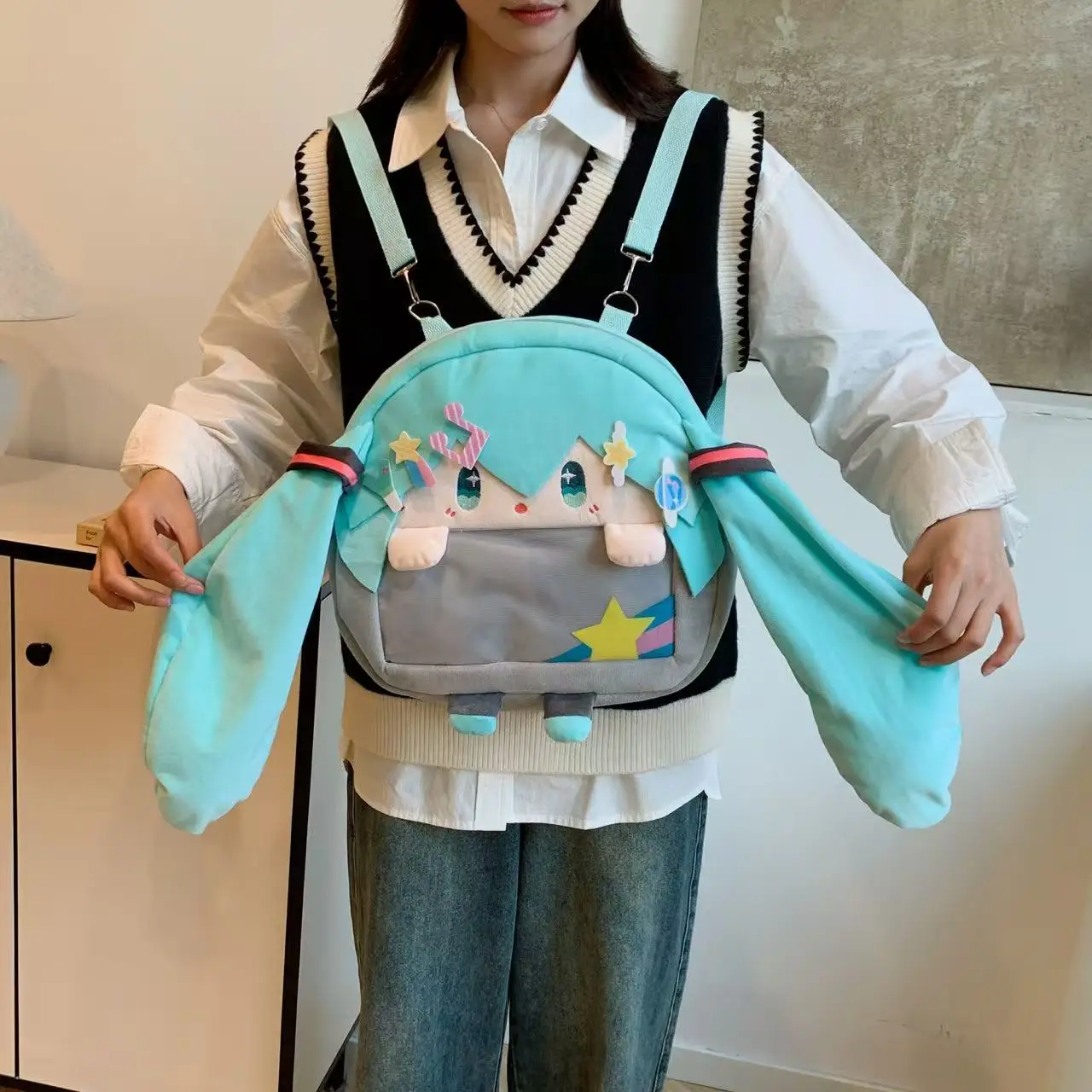 Cute Fufu Miku Itabag Large-Capacity Cartoon Backpack For Adults Girls Kawai Cosplay Ita Bag For Anime Convention、Concert、show