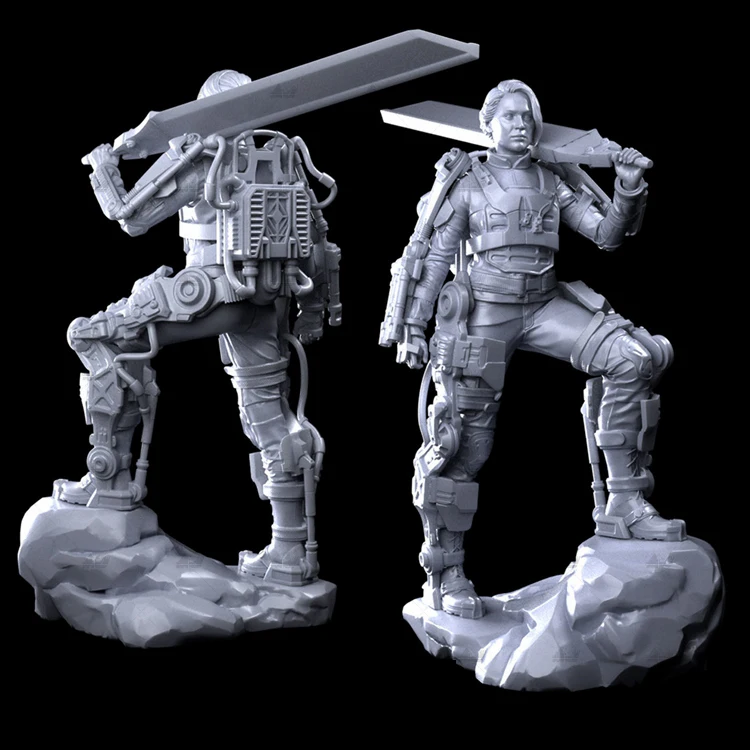 

1/24 75mm 1/18 100mm Resin Model Kits Battle Angel Girl Figure Sculpture Unpainted No Color RW-684