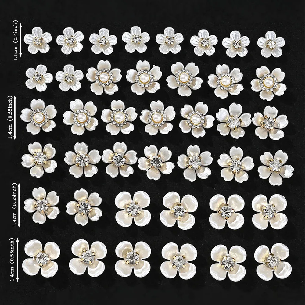 40pcs Imitation Pearl Flower-shaped Rhinestone Buttons for Jewelry Making Decorative Hat Clothes DIY Craft Sewing Accessories image 2