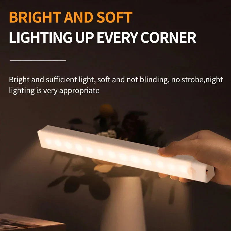 4 قطع من مصابيح الخزانة بمستشعر الحركة LED اللاسلكية القابلة لإعادة الشحن - مثالية للخزانة والمطبخ وخزانة الملابس والسلالم - تعمل بالبطارية ليلاً #6