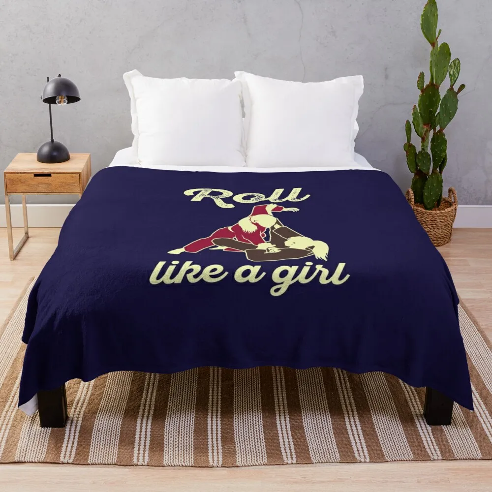 

Roll Like A Girl Jiu Jitsu Throw Blanket blankets and throws Retros Single Blankets