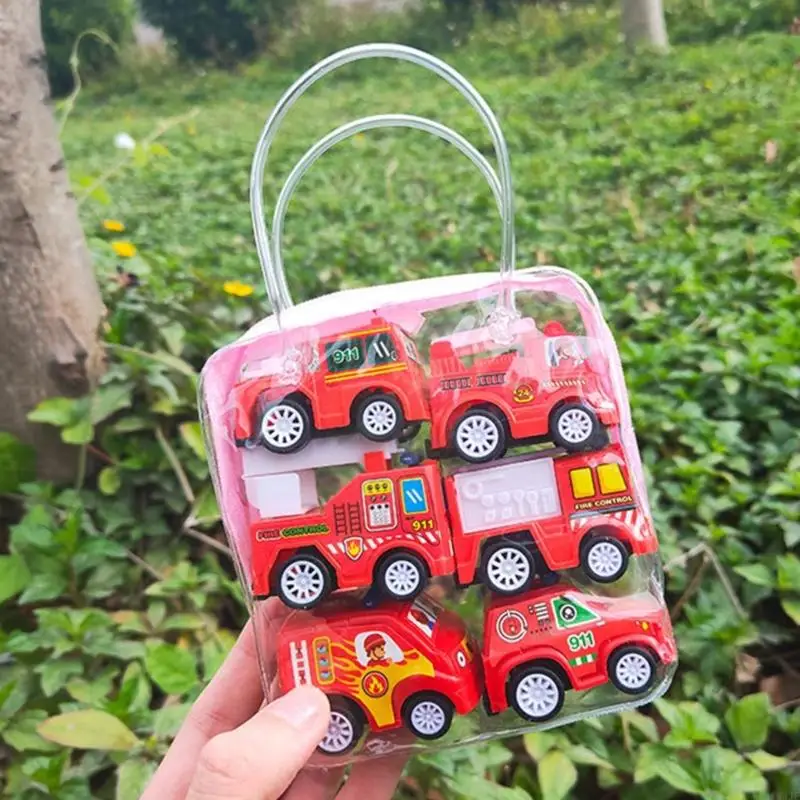 W3JF 6pieces ziehen Fahrzeugschub und Go -Autospielzeug Spaß und Bildungsspielzeug für Kinder zurück
