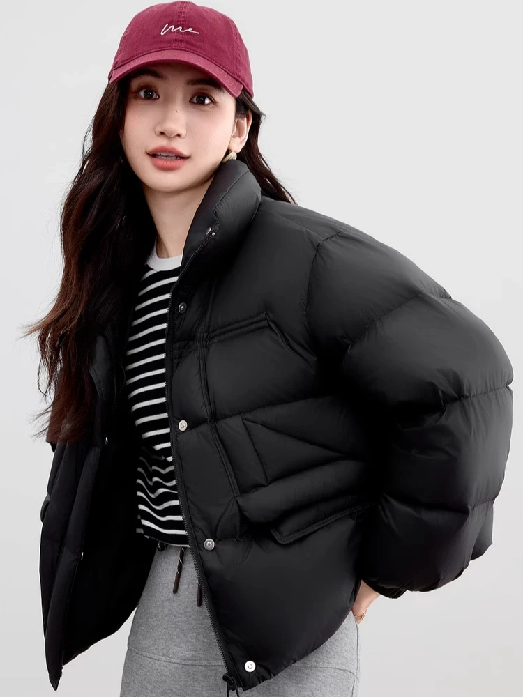 SENTUBILA Dames Winter Donsjacks 2025, Opstaande Kraag Puffer Donsjack Lichtgewicht Warme Outerwears Vrouwelijke Kleding W54YC2158
