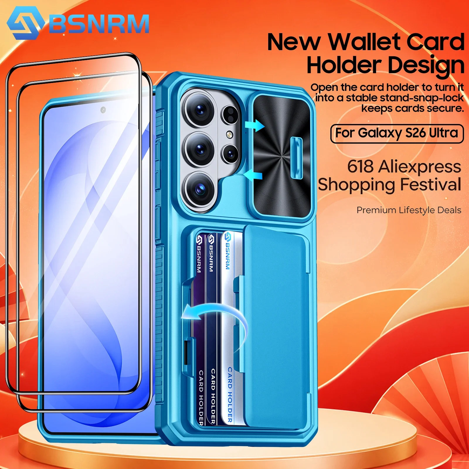 

618 Hot Deals For Galaxy S26 Ultra Case Wallet-Full Body Protective with Card Holder(4 Cards) Camera Cover & Kickstand-Sky Blue