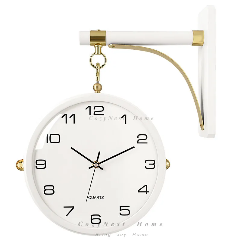 Hanging clock living room simple double-sided clock silent creative two-sided white hanging watch