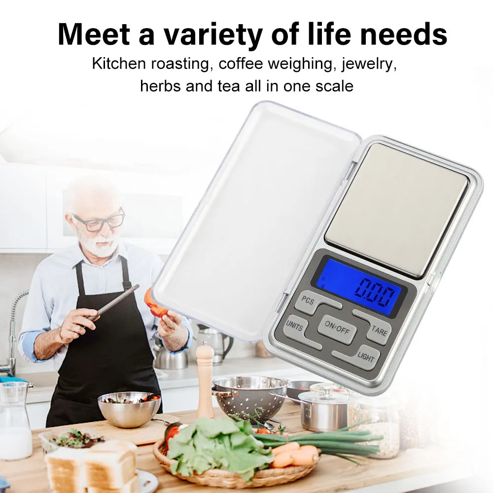 Mini Digital Scale High Accuracy Jewelry Weight Pocket Scales 500g 0.01g/0.1g LCD Display Electronic Kitchen Scale