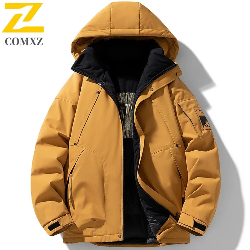 سترة مبطنة بالقطن للتدفئة من الجرافين للرجال من COMXZ، ملابس عمل شتوية دافئة، معطف حراري سميك مقاوم للرياح في الهواء الطلق #4