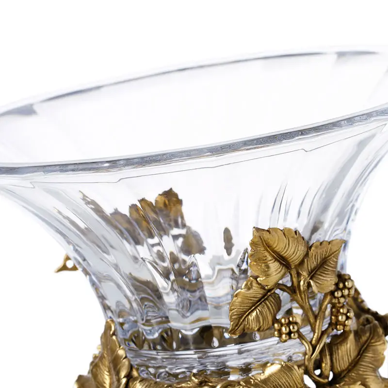 Copper with crystal glass four-legged copper seat small fruit basin decoration high-end