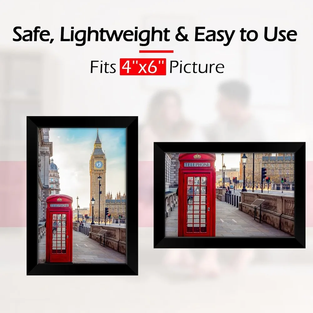 US Shipping 4x6 Picture Frames 2 Pack Black 4 by 6 Photo Frame for Wall or Tabletop Display Lightweight Poster Frame with HD
